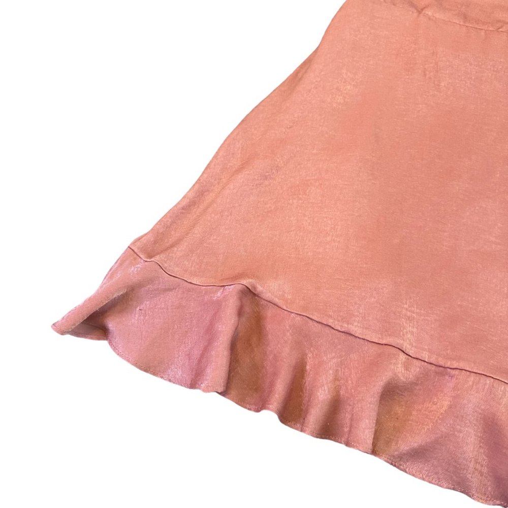 Show Me Your Mumu Satin Mini Wrap Dress Ruffle Short Sleeve Size Small Women's - Picture 9 of 12